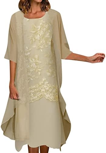 Женствена рокля на талията на Жената е Ежедневното Модно Рокля с кръгло деколте и принтом Средна дължина, Комплект от две части
