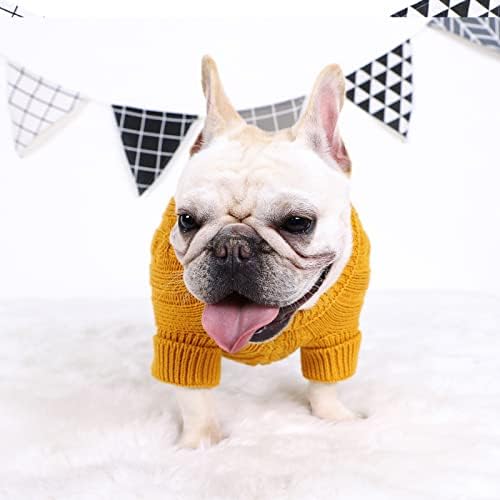 Neiwech Пуловери За малки Кучета, Обикновена Стереоскопични Меки Възли Блузи за Кученца, Пуловер, за Кучета, за Зимно Топло Облекло За Кутрета Землисто Жълт Цвят, S