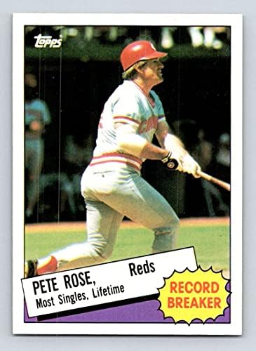 1985 Topps Baseball 6 Пийт Роуз Счупи рекорда на Синсинати Редс Официалната търговска картичка MLB (използвани стоковые снимки) В почти