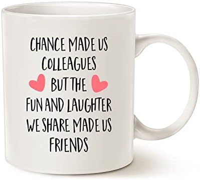 Подаръци за колеги MAUAG за жени и мъже - Шанс да ни направи колеги - Кафеена чаша с обем 11 Грама, Грижи колеги, Сбогом, пенсиониране,