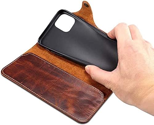 EIDKGD за Apple iPhone 14 Плюс Калъф-чанта в стил Ретро 6,7 инча 2022, устойчив на удари калъф-награда от естествена кожа с панти капак за мобилен телефон с 3 слота за карти [Гривна