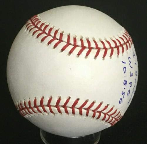 Дон Ларсен подписа Бейзбол лого от World Series Пг 1956 г. 27 up 27 Down Agent Coa - Бейзболни топки с автографи