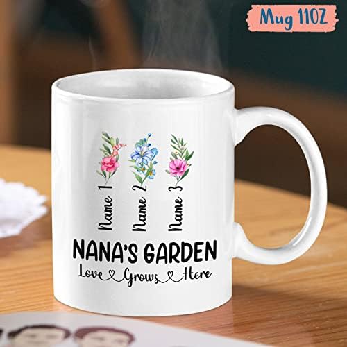 Изработена по поръчка на чаша Нана с името на внуците си - Чаша Градина Наны - Подарък за Наны - Персонализирана чаша Нана - Подарък