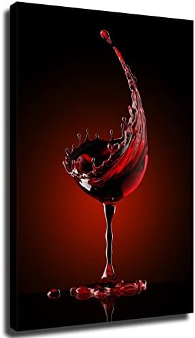 Художествен Плакат на Splash червено Вино в чаша за вино и Монтиране на Художествено изображение С Принтом Модерния Домашен интериор на Спалнята (В рамка, 24 × 36 см)