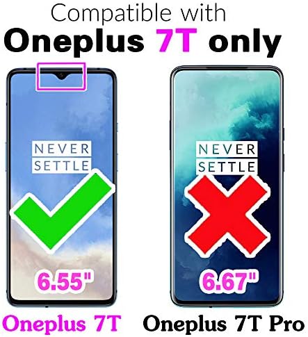 Съвместим с калъф-портфейл OnePlus 7T и защитно фолио за екран от закалено стъкло, стойка за притежателя на картата, магнитна кожени панти капак за телефон OnePlus7t 5G One Plus7T