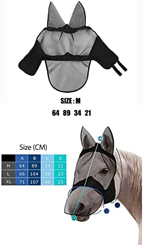 Дишаща Мрежа маска за коня със защита от мухи Предпазва Очите от Ултравиолетовите с Защитен калъф за Ушите на Стоки за домашни любимци