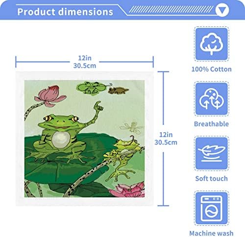 Салфетки Kigai 2 Pack Frog Lotus Illustration За миене на съдове – Меки Кърпи За лице, За фитнес, Хотелски и спа качество, Кърпи за Многократна