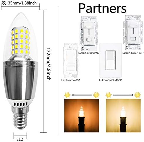 12 W E12 Царевица крушка-Свещници (10 бр) 12 W Енергоспестяващи led лампи-свещи, еквивалент от 120 W, Регулируема основа E12 за монтаж на таван, вентилатор, електрически Крушки-?