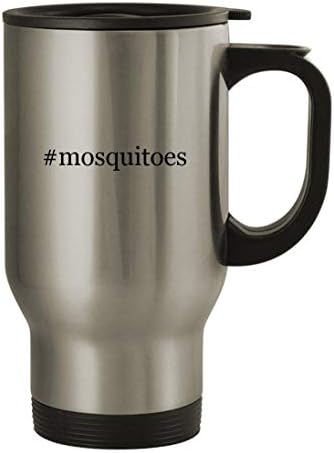 Подаръци Дрънкулки #комарите - Пътна Кафеена Чаша с Хэштегом от Неръждаема Стомана с тегло 14 грама, Сребрист