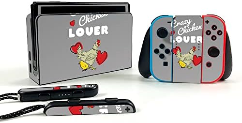 Корица MightySkins Съвместими с Nintendo Switch OLED Crazy Chicken Любовник | Защитно, здрава и уникална Vinyl стикер | Лесно се нанася и променя стил | Произведено в САЩ