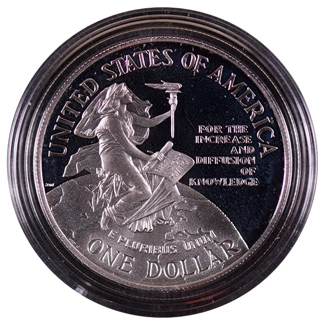 Сребърен долар Паметника на проба от 1996 г. Смитсониън институт - Красива монети, Монетен двор на САЩ Отлична проба (DCAM) -