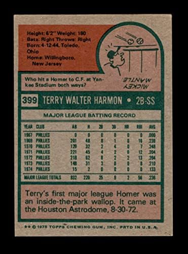 1975 Topps # 399 Тери Хармън Филаделфия Филис (Бейзболна картичка) VG/БИВШ Филис