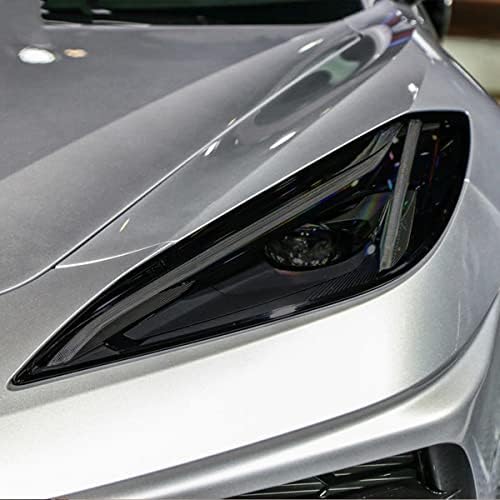LYLCO 2 бр. Защитно Фолио За Фарове, Прозрачна Черна Стикер от TPU, за Chevrolet Corvette C7 C8 2014-On Аксесоари