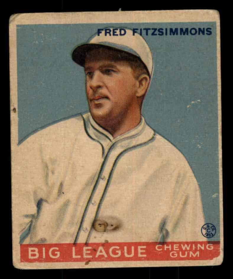 1933 Гуди # 130 Фред Фитцсиммонс Ню Йорк Джайентс (Бейзболна картичка) СПРАВЕДЛИВИ Джайентс