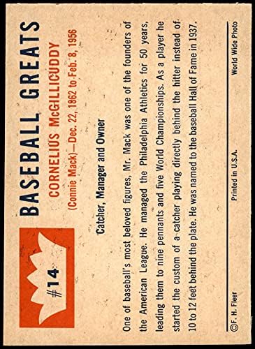 1960 Fleur # 14 Кони Мак Филаделфия Атлетикс (Бейзболна картичка) БИВШАТА/MT Athletics