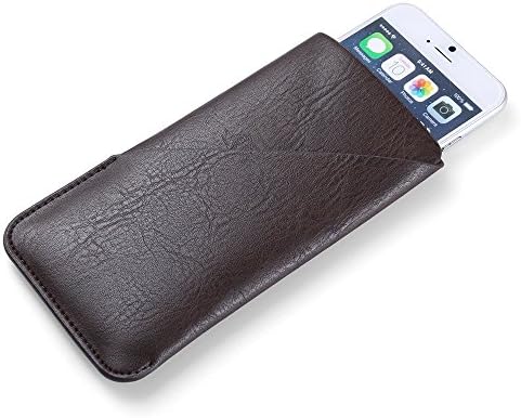 SLectionAccess за Носене в чантата си от Веганской кожата Slim Fit за носене-калъф (Средна) за смартфони (Универсална) - Кафяв