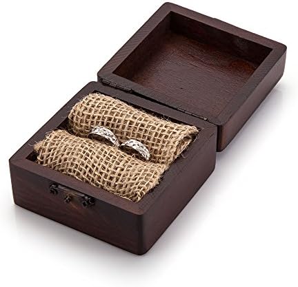 Дайте на персонални дървена квадратна кутия за пръстени, кутия за годежни пръстени в селски стил, кутия за пръстени с гравирани по поръчка