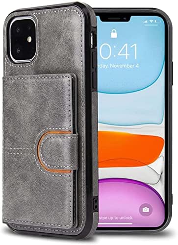 Калъф BNEGUV за iPhone 13/13 Mini/Pro 13/13 Pro Max, устойчив на удари чанта-портфейл от висококачествена естествена кожа с панти капак и поставка за карти с магнитна закопчалка (Цвят