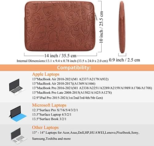 OZADE - One Line One World - Чанта за лаптоп от изкуствена кожа, съвместими с 13-14 инчов MacBook Pro, MacBook Air, Surface Pro, лаптоп