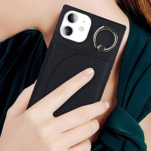 Калъф за телефон Lipvina iPhone 11 с държач за карти и пръстен, RFID Блокиране на Седалките-книжки от кожа с панти капак за жени и мъже, Шкаф-поставка, Калъф с магнитна закопча?