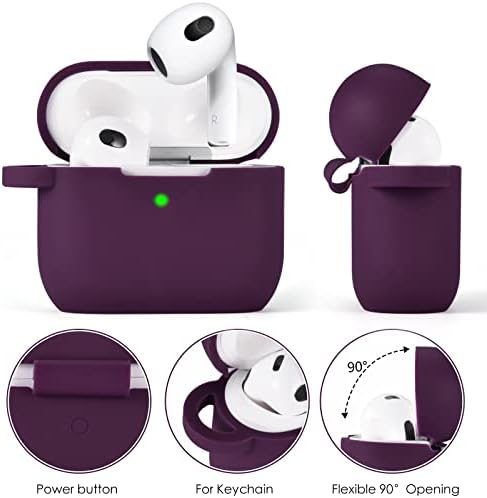 Калъф за Airpods 3 - VISOOM Airpods 3rd Cases 2021 Силиконов калъф за слушалките на iPod 3, Женски Калъф за безжичното зареждане с Аксесоари, Ключодържател за момичета, ключодържател за