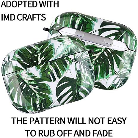 Калъф за Airpods Pro - YOMPLOW Hawaii Palm Leaf Защитен Твърд калъф от естествена кожа, Преносим и устойчив на удари за жени и Момичета, с брелком за Apple Airpods Pro, Калъф за зареждане - Palm