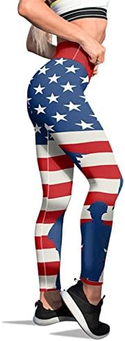 Американският Флаг, на 4 юли, Женски Гамаши с контрол на корема, Панталони за джогинг с Флага на САЩ, Стрейчевые Леки Спортни Спортни Панталони За Йога