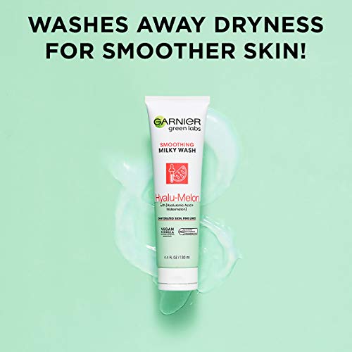 Garnier SkinActive Labs Green Hyalu-Изглаждащ Млечно-смываемое почистващо средство с хиалуронова киселина + Диня за Суха кожа, фини бръчки,