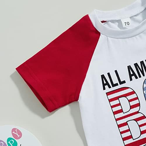 MAYUMMPY/ Комплект дрехи за малки момичета и Момчета на 4 юли, Тениска с Американския Флаг, Анцуг, Къси Панталони, Комплект Дрехи За