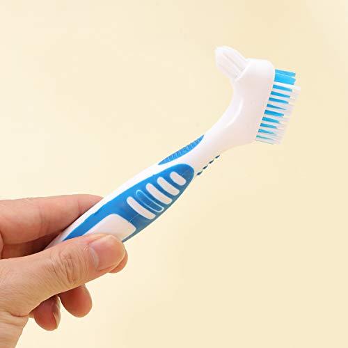 Healifty Четка За почистване на Зъбни Протези Двустранен Четка За Почистване на Зъбни Протези с Четка За Почистване на Зъбни Протези,