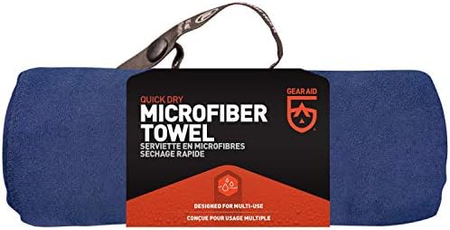 Быстросохнущее кърпа от микрофибър Gear AID за фитнес зала, туристически и къмпинг, Тъмно синьо, Голям, 30 х 50