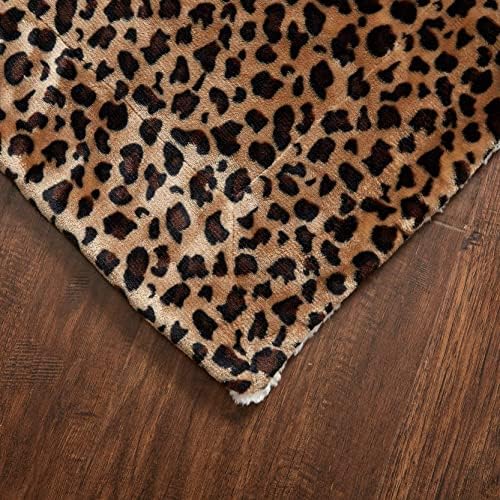 Покривалото MERRYLIFE Cheetah Sherpa за дивана в клетка с Леопардовым принтом |Ультраплюшевое Декоративно Мек Цветен|Плюшевое Покривки