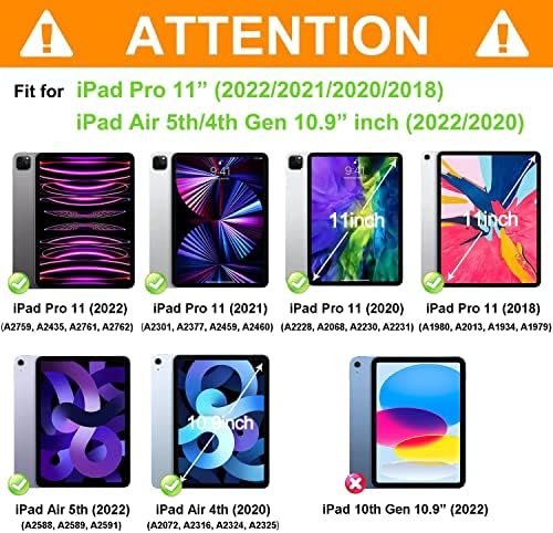 Калъф BATYUE за iPad Air 5/4-то поколение, 10,9 инча (2022/2020), калъф за iPad Pro 11 4-ри /3-ти/2-ри /1-во поколение (2022/2021/2020/2018),
