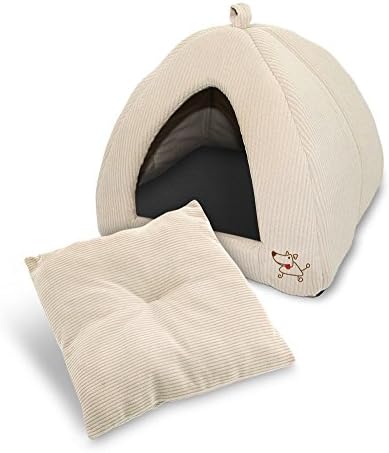 Палатка за домашни любимци -Меко легло за Кучета и Котки Best Pet Supplies - Бежов Велур, 16 x 16 x В: 14