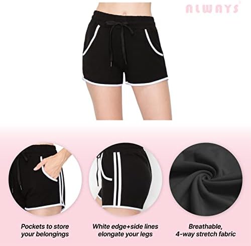 Дамски къси панталони за йога ALWAYS 3 - Висококачествени Еластични Обикновена Гамаши за тренировки с контрол на корема, Разтеглив Обикновена