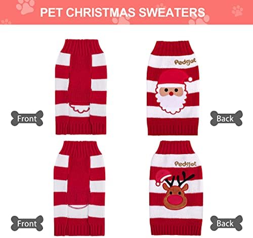 Pedgot/ 2 опаковане на Коледни Пуловери за домашни любимци, Празнични Пуловер за кучета с Елени и Сантой, Облекло за Кутрета в Червената