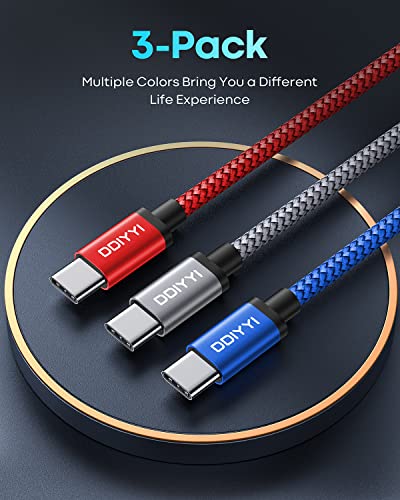 [3 фута, 3 опаковки] USB Кабел C-C USB кабел, кабел за бързо зареждане Type C-Type C мощност 60 W, Кабел за зарядно устройство Samsung