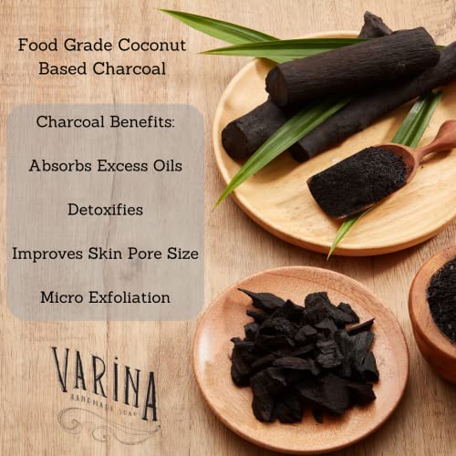 Сапун с активен въглен Varina Organic Peppermint Tea Tree Bar - Нежно Почистващо сапун за чувствителна кожа с билки и мента - 3 опаковки