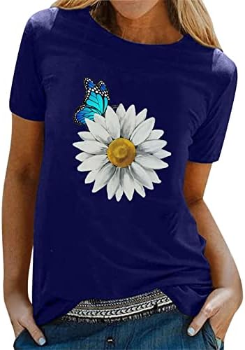 Дамска лятна тениска Nyybw, Блузи с къс ръкав, Ежедневни блузи с цветя и пеперуди, О-образно деколте, Есенни ризи Familily за партита