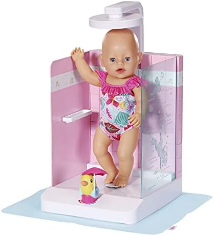 Душ кабина Baby Born кукла 43 см - Удобно за малки ръце, за деца от 3 и повече години - Включва регламентирана дюза за душата и подложка
