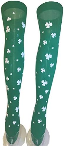 ABOOFAN 2 Чифта Дълги Чорапи на Деня на Св. Патрик, Чорапи с шарени детелина, Празнични Вечерни Чорапи (на Черен фон и зелен фон), Декорации