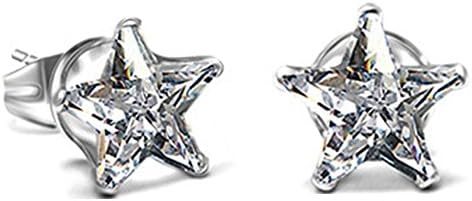 Обеци-Карамфил с Кубическим Цирконий във формата на Звезда от Неръждаема Стомана