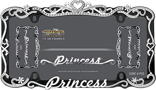Аксесоари за Крайцери Класически Рамка Princess Сърце Черна Метална Рамка За Регистрационен номер - Блестящи Кристални Вложки