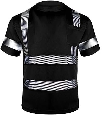 Защитни ризи VENDACE за мъже, 2 опаковки, Светоотражающая Работна Риза Hi Vis с къс ръкав Висока видимост, Черен (Black, M)