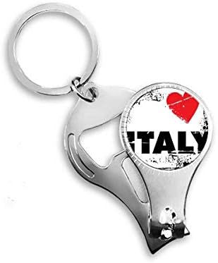 Аз Обичам Италия Думата Любов Сърцето Квадратна Щипачка За Нокти Халка Ключодържател Отварачка за Бутилки Машина За Рязане