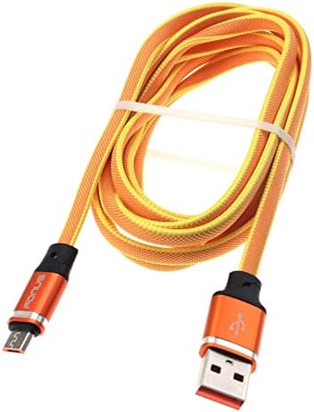 6 фута USB кабел Оранжево microUSB Кабел за зарядно устройство Тел власт с дълга оплеткой е Съвместим с LG Aristo 4 Plus - Aristo 5 -