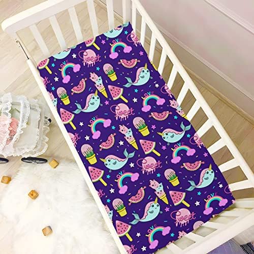 Бебешко креватче с Единорогом и Риба, с Преливащи се цветове Кърпи за момчета и момичета, Кърпи за опаковане и игри, Дишащи кухненски