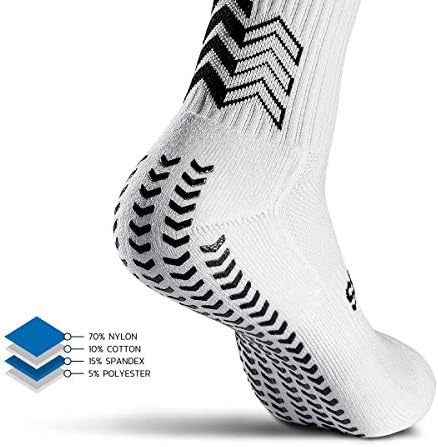 Чорапи SOXPro Classic Grip | Цвят бял | Размер СРЕДЕН (от 8,5 - 12) | Чорапи с перфектно заснемане за футбол, ръгби, бягане, баскетбол и други спортове | GEARXPRO SPORTS