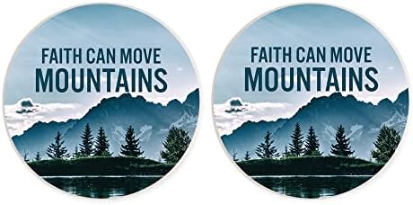 Faith Move Mountains Небето-синьо x 2,75 2,75 Керамични Автомобилна стойка Опаковка от 2 броя