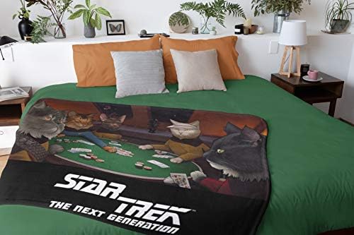 INTIMO Star Trek The Next Generation TNG Герои Котки карти за Игра Флисовое Плюшевое одеяло 60 x 48 (152 cm x 122 см)